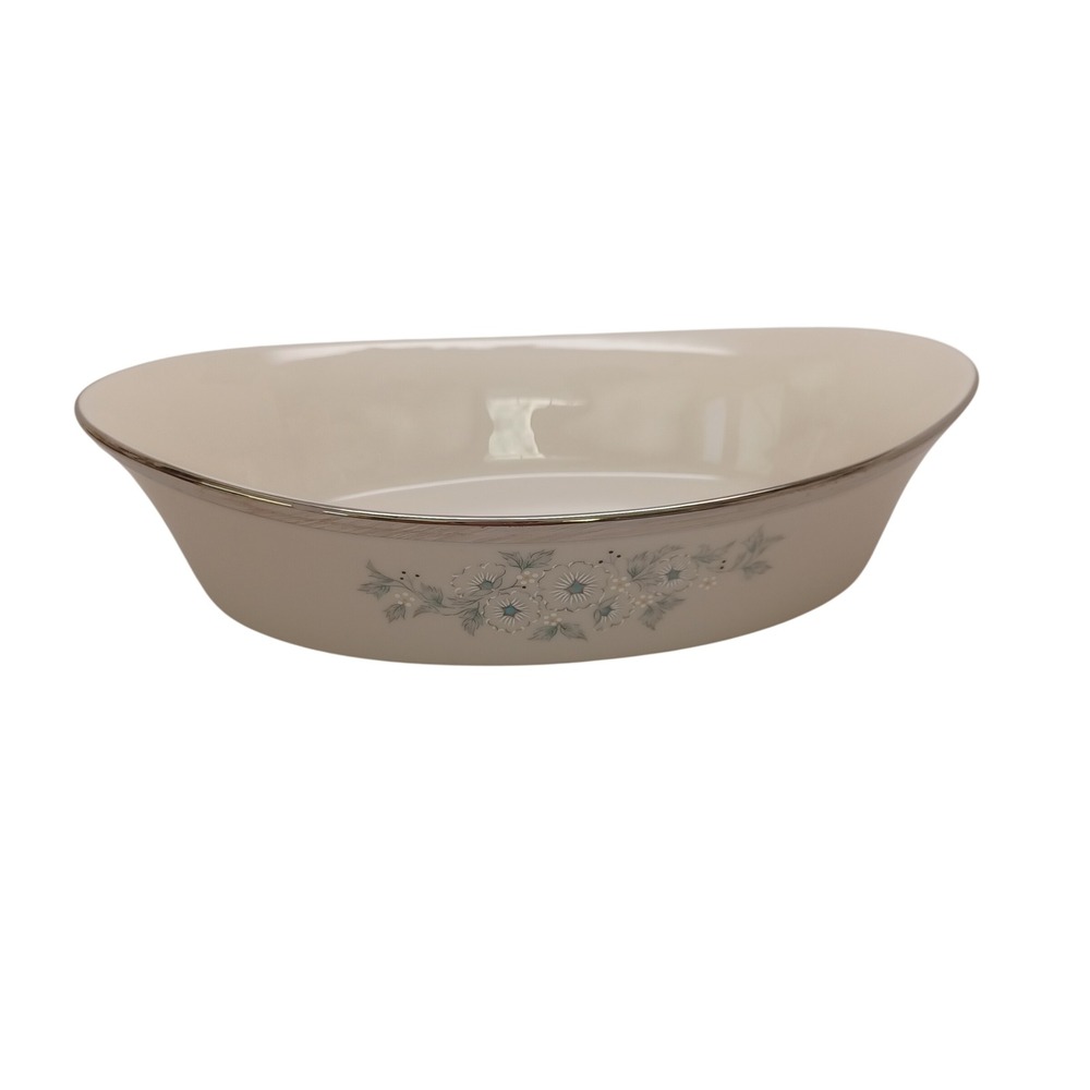 Lenox Windsong Oval Vegetable Serving Bowl Ivory Fine China Platinum Trim USA